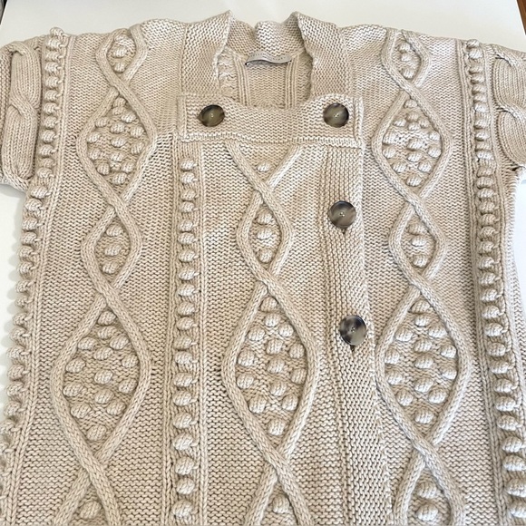 Stella McCartney Wool Cashmere Chunky Cable Knit Bobble Cardigan Dress Ecru IT40 - Picture 8 of 15